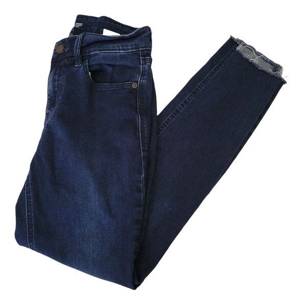 Old Navy Super Skinny Ankle Jeans Womens Size 0 Mid Rise Dark Wash Denim Pants - Picture 1 of 6